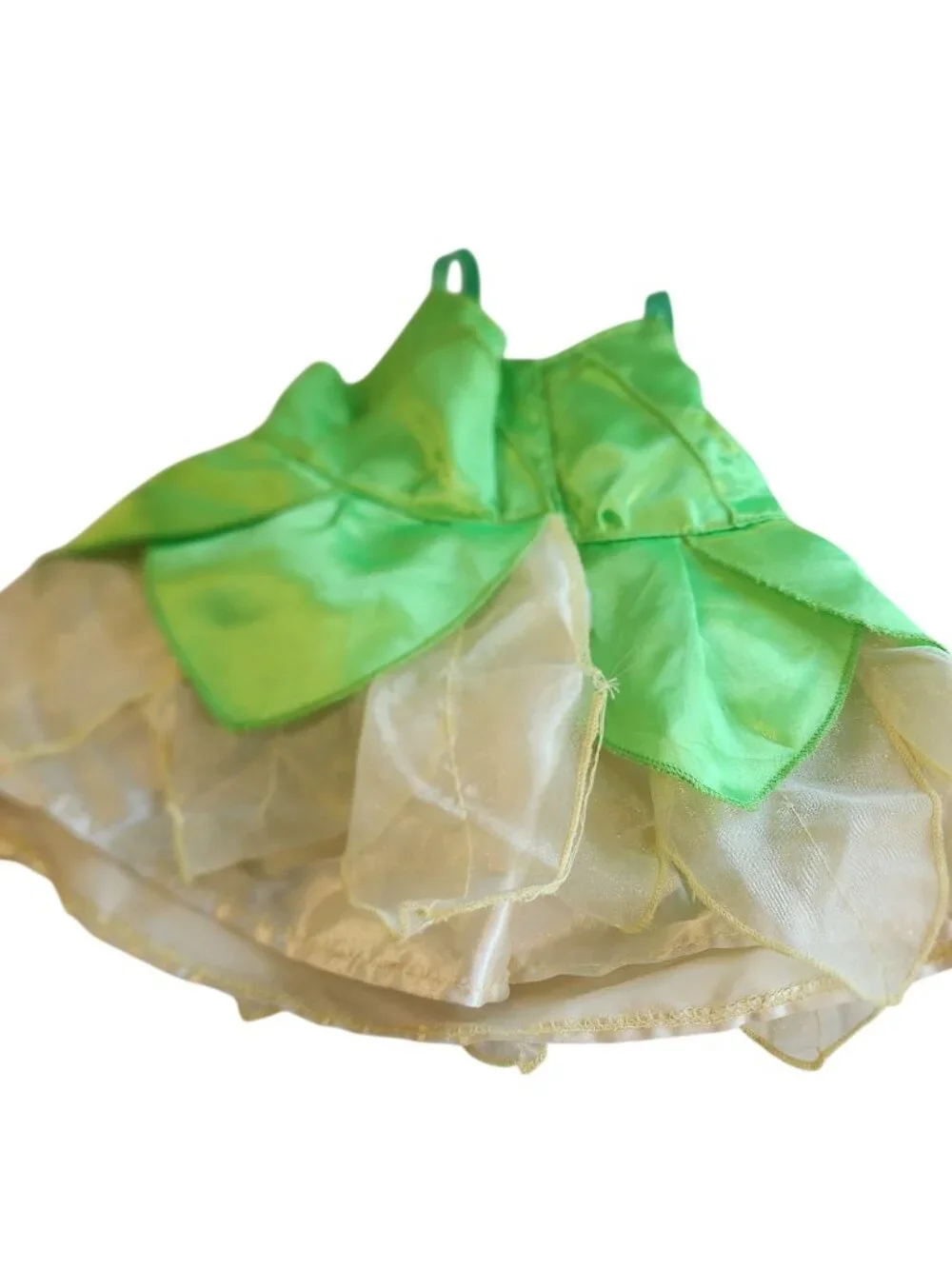 BAB TinkerBell Fairy Costume Dress Petal-like green leaf overlays